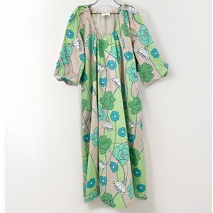 Hyacinth House by Tuckernuck Dorinda Floral Midi Dress XXS 2XS Cotton Oversized